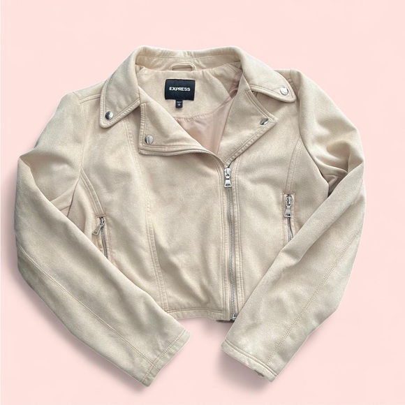 Express Tan Moto Jacket Suade Medium - Picture 1 of 6